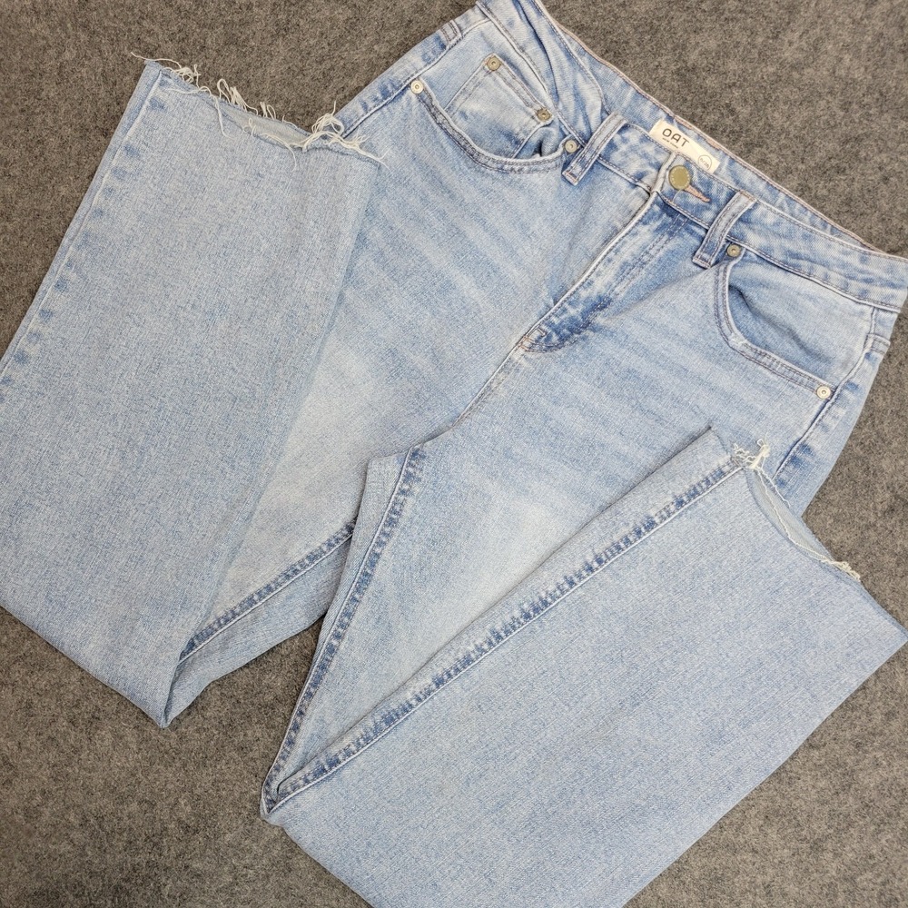 Oat Jeans Womens 6/28 Blue Denim Whiskered Faded Stretch Straight Leg Streetwear
